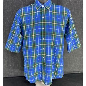 Vintage Bonda  Nova Scotia Tartan Plaid Flanel Button Up 1/2 Sleeves Small S/P